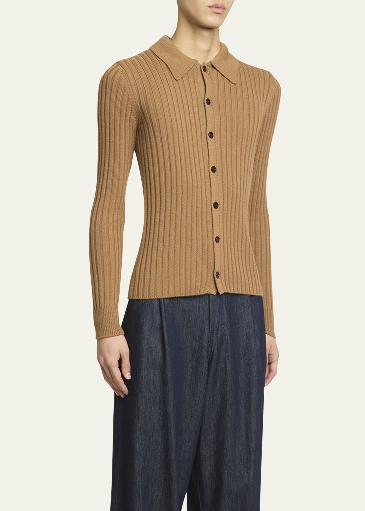 Men's Fitted Wool Cardigan - 4