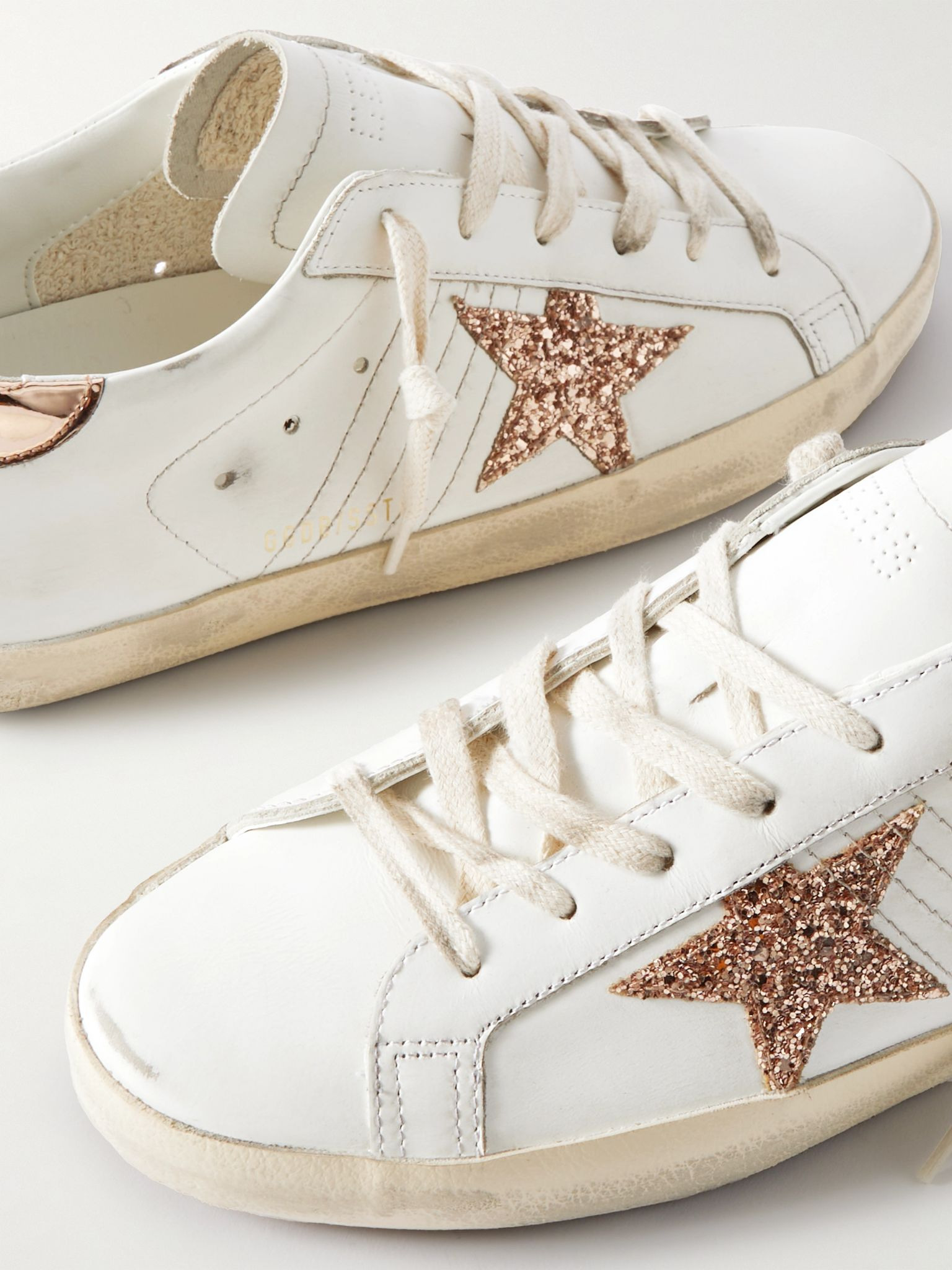 Super-Star distressed glittered leather sneakers White - 4