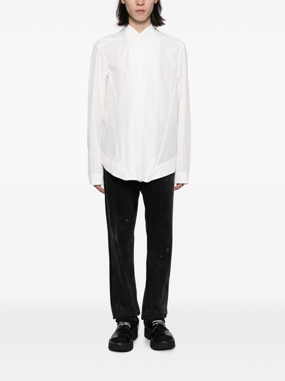 concealed-fastening cotton-blend shirt - 2