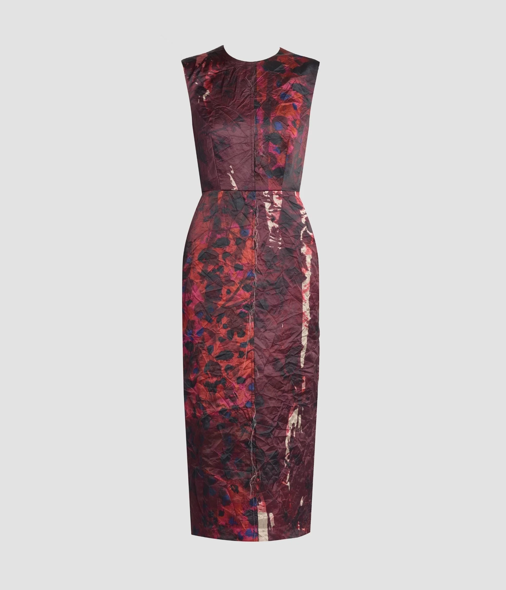 TEXTURED SATIN SLEEVELESS MIDI DRESS - 1