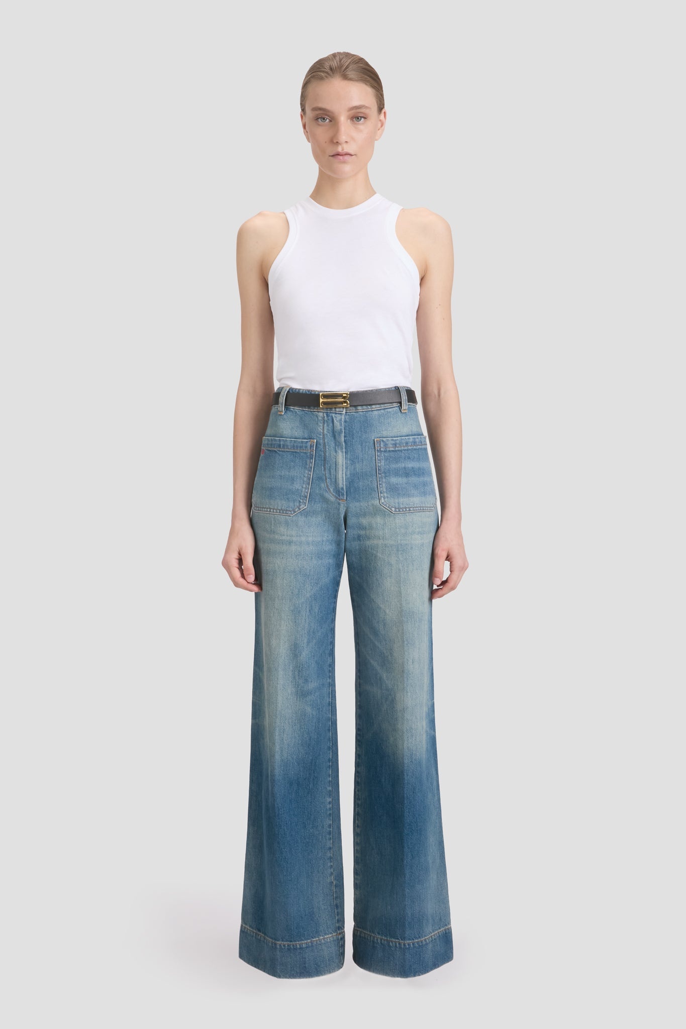 Alina High Waisted Jean In Washed Blue - 2
