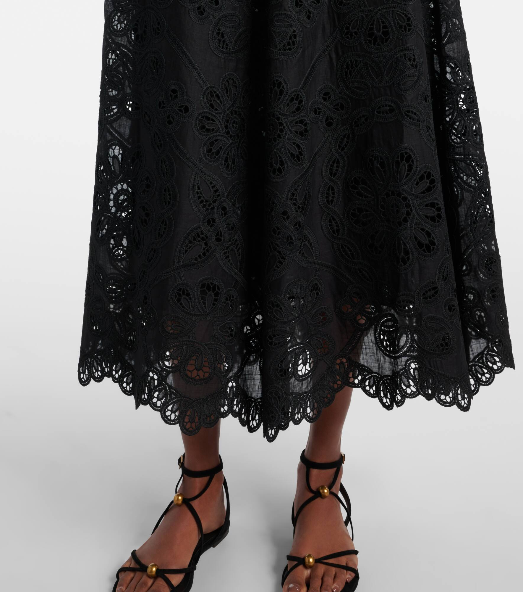 Rhiannon embroidered cotton midi skirt - 5