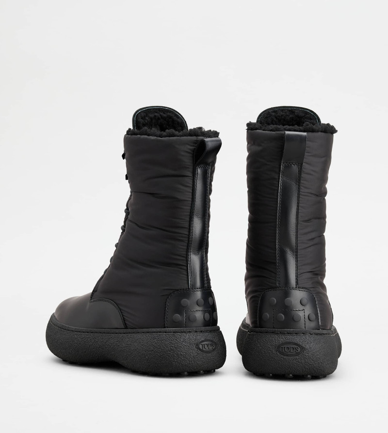 Tod's TOD'S W. G. LACE-UP ANKLE BOOTS IN LEATHER AND FABRIC - BLACK outlook