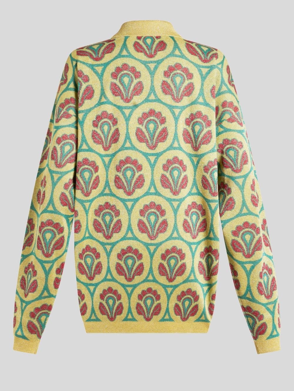 floral-jacquard polo jumper - 7