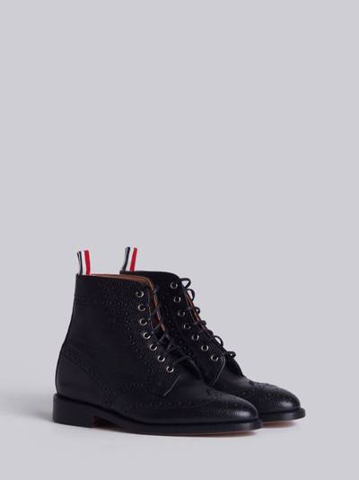Thom Browne Wingtip Brogue Boot With Leather Sole In Black Pebble Grain outlook