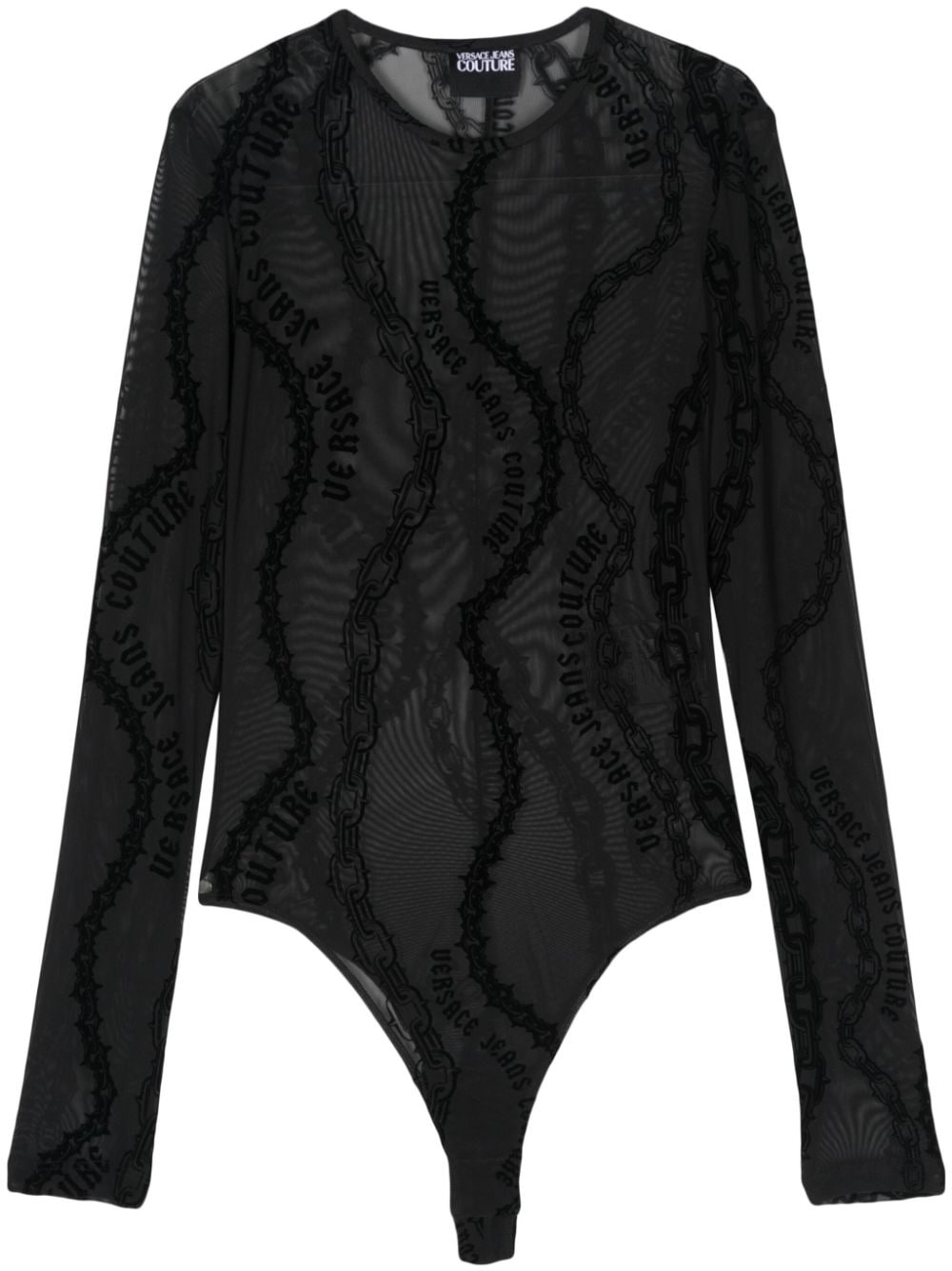 Chain Couture-print tulle bodysuit - 1