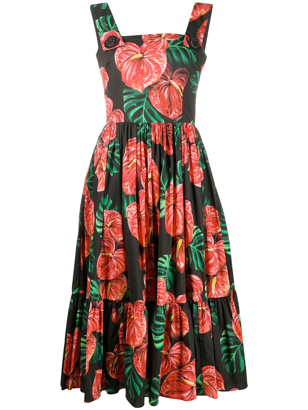 laceleaf print midi dress - 1