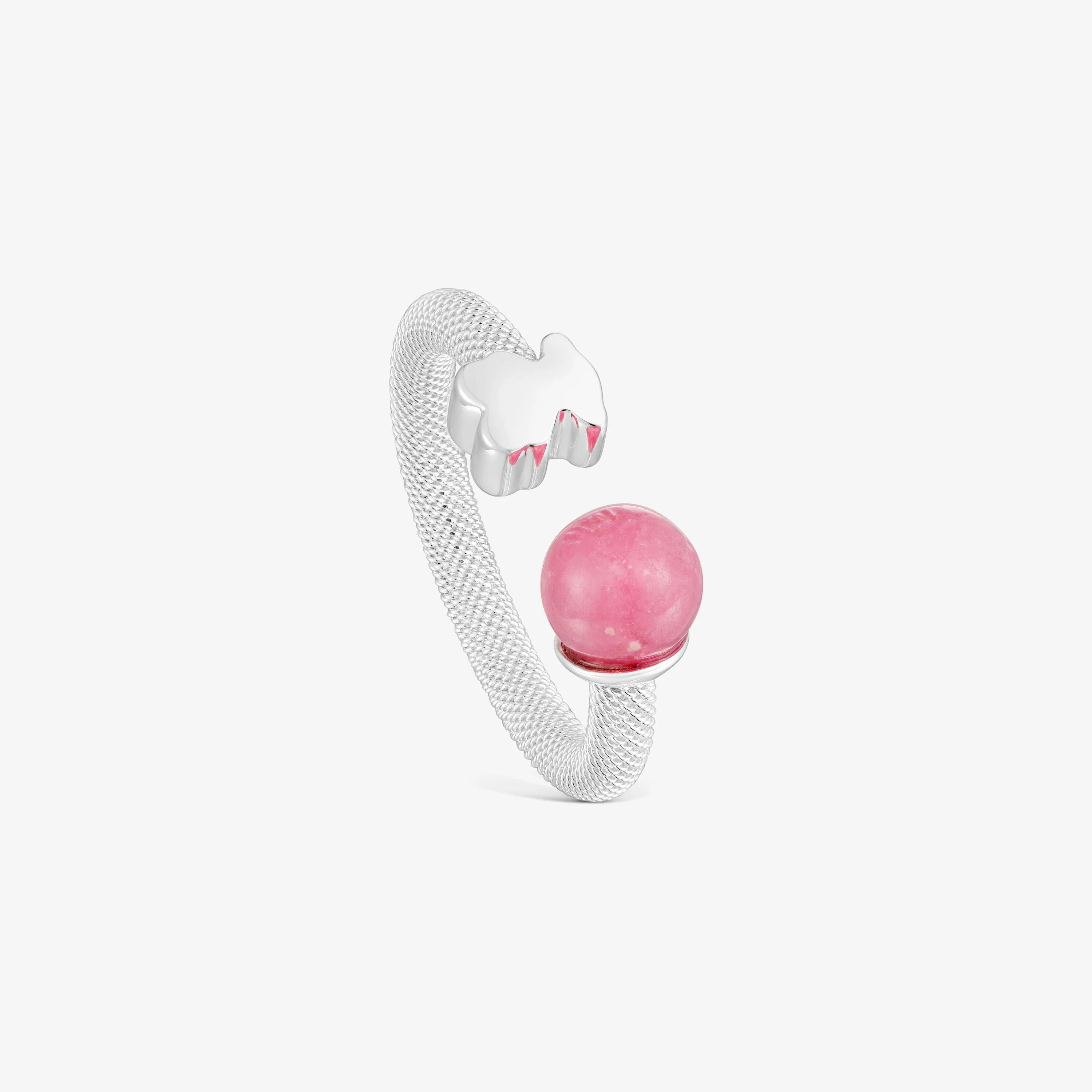 Silver Open ring with rhodonite Icon Mesh - 1