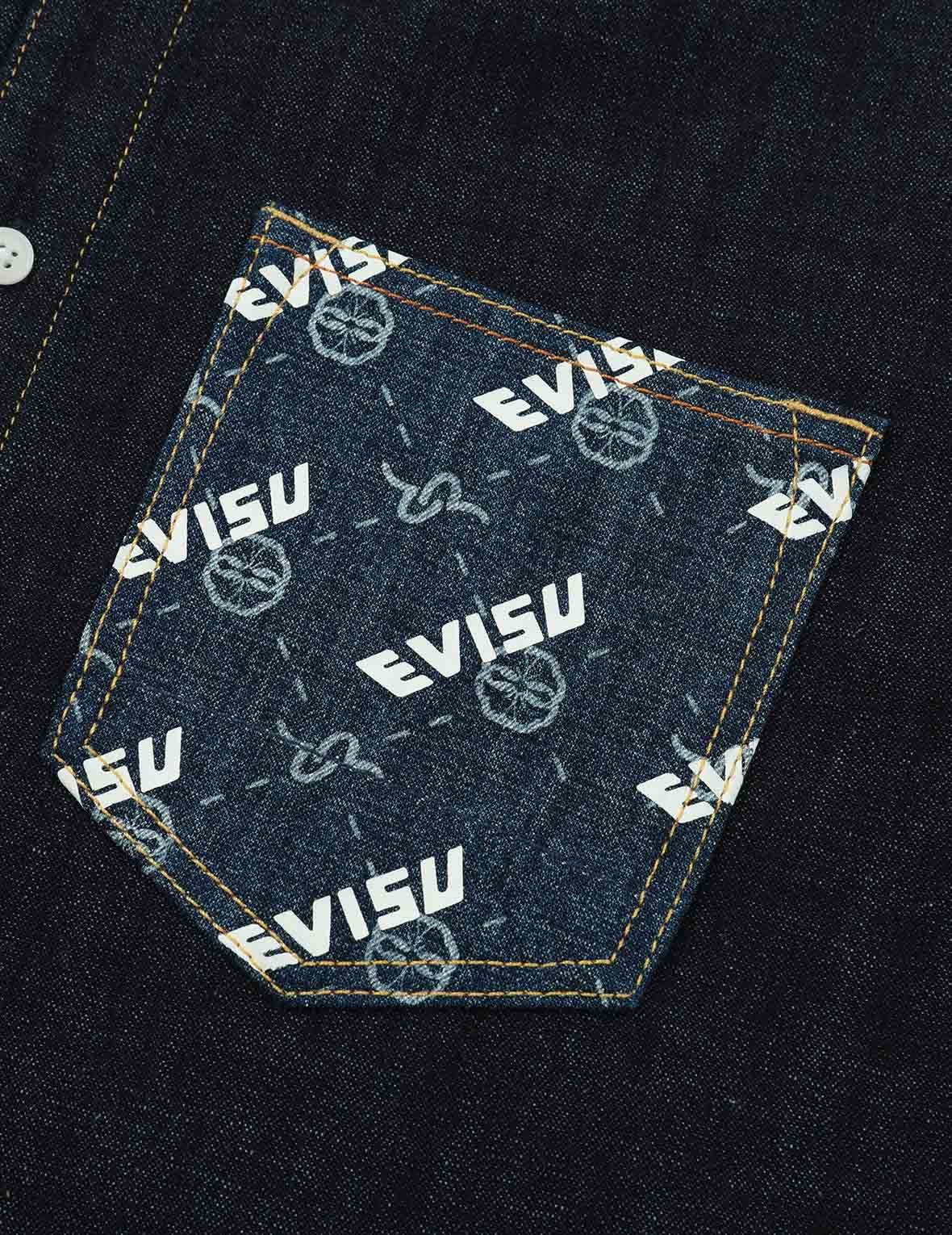 GODHEAD AND KAMON PRINT DENIM SHIRT - 7
