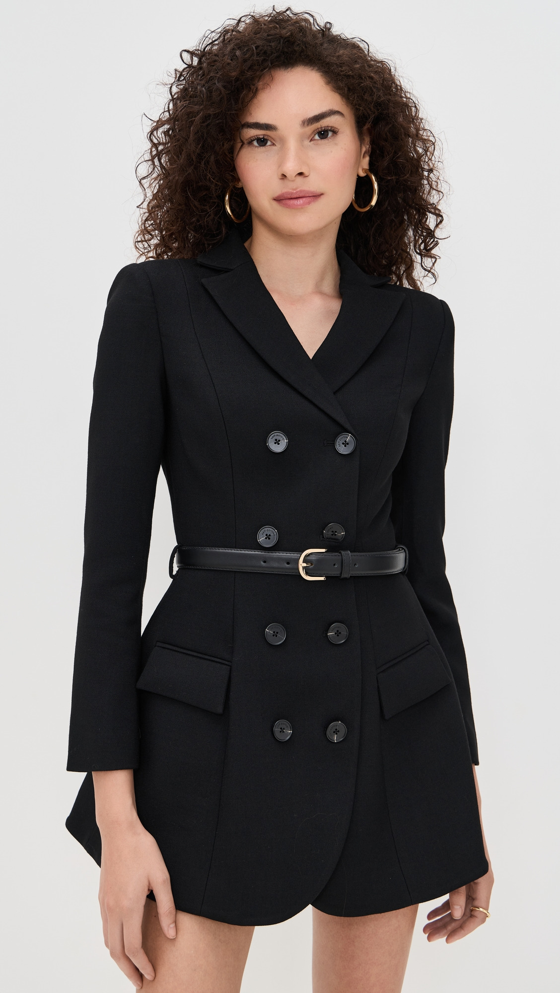 Black Wool Crepe Mini Dress - 6