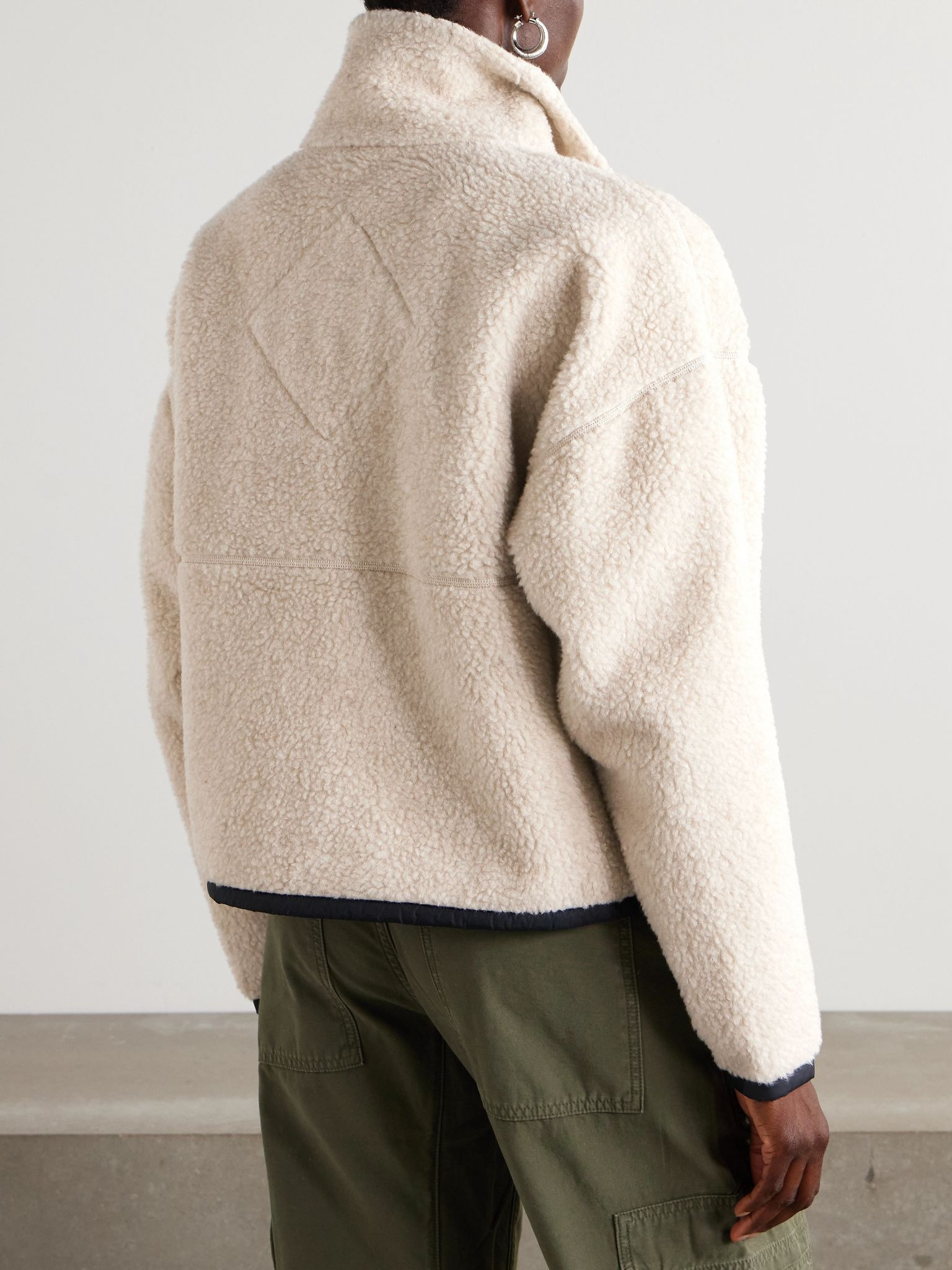 Simcoe shell-trimmed wool-blend fleece jacket Cream - 4