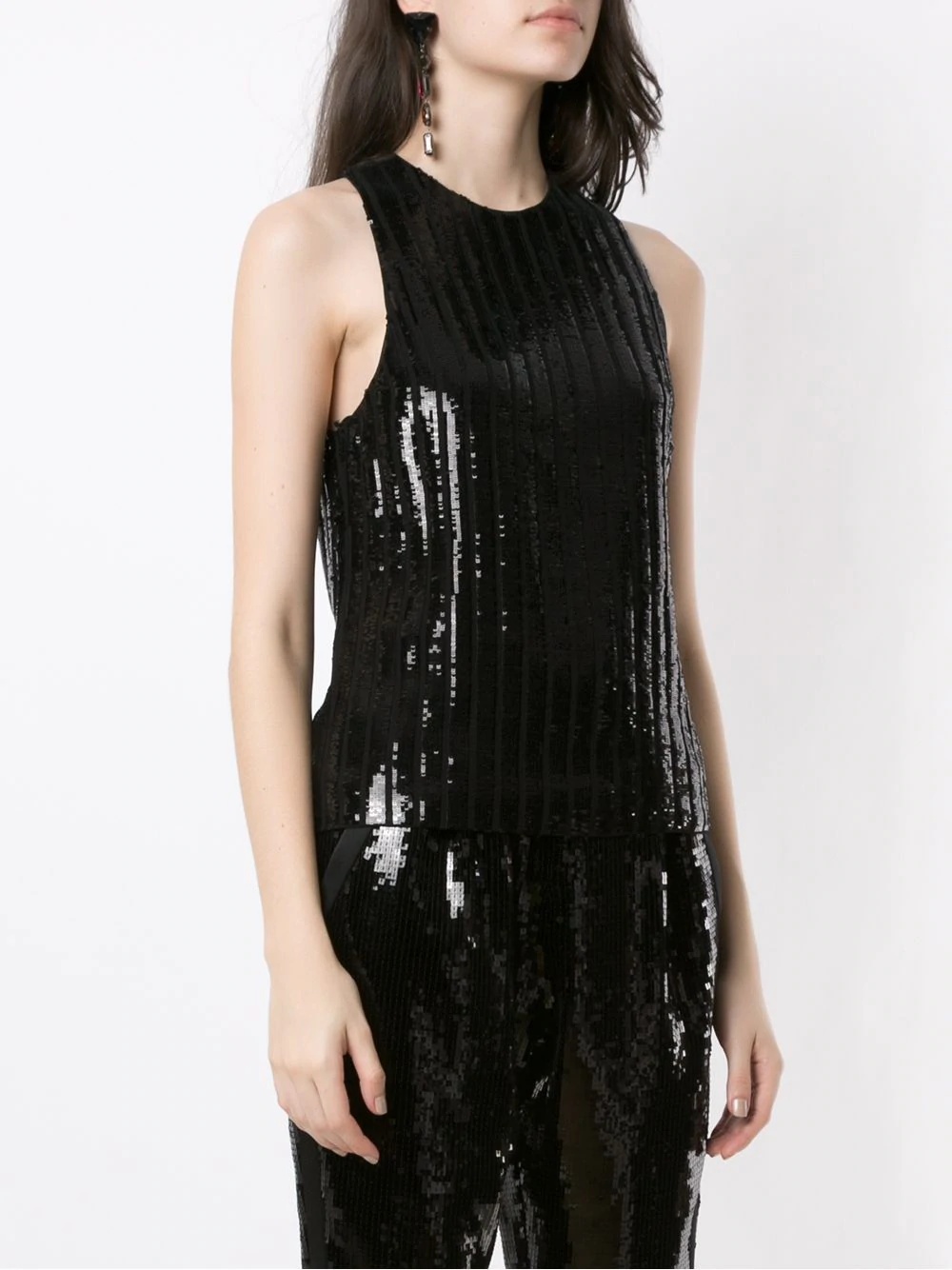 sequinned ribbed sleeveless top - 3