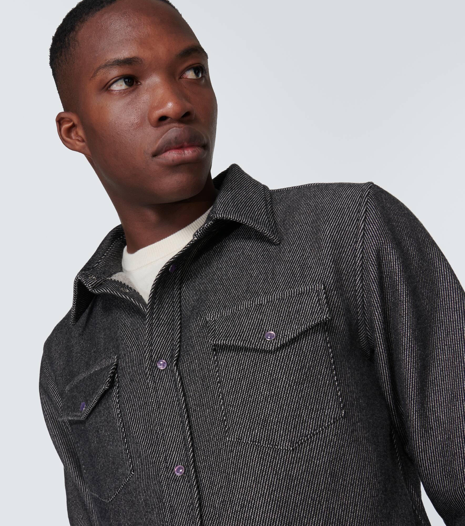 Cashmere and cotton twill shirt - 5