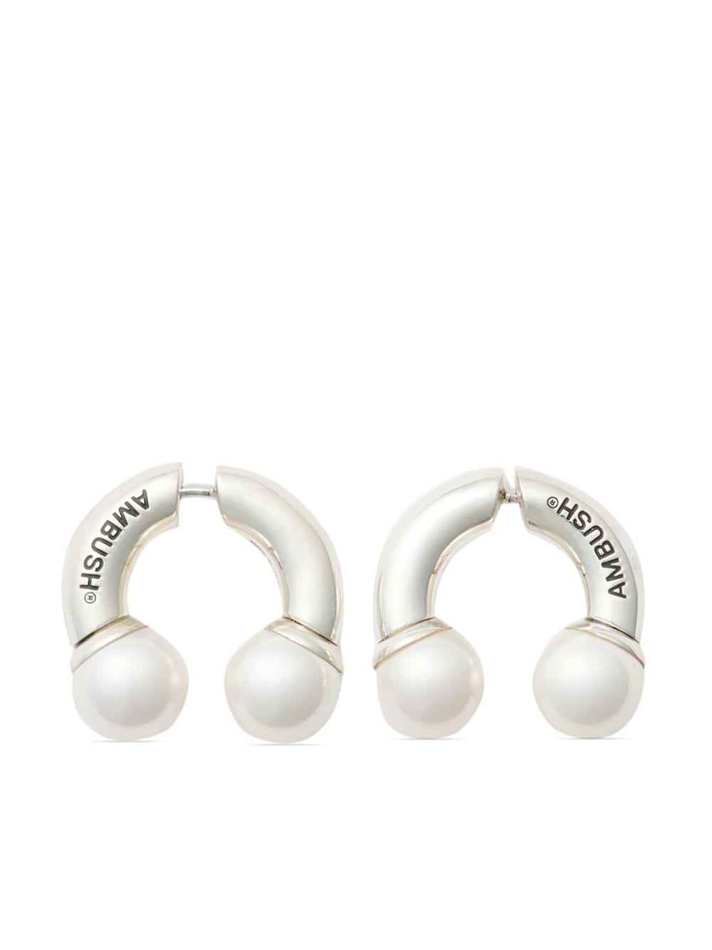 Barbell faux pearl-embellished earrings - 1