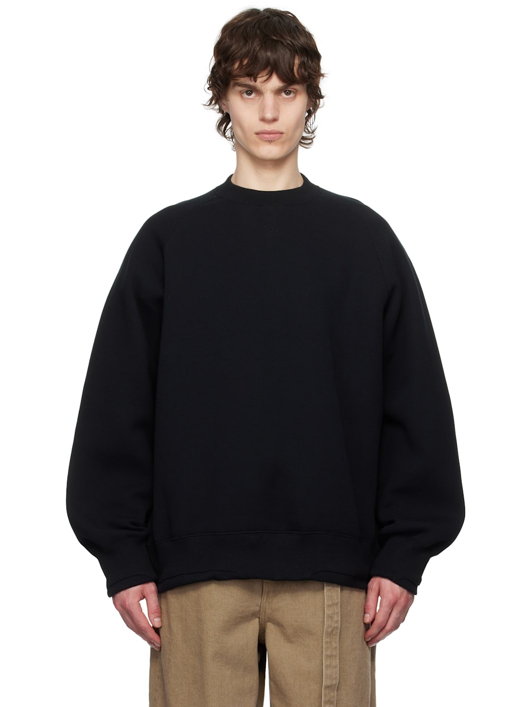 Black Sponge Sweat Pullover Sweatshirt - 1