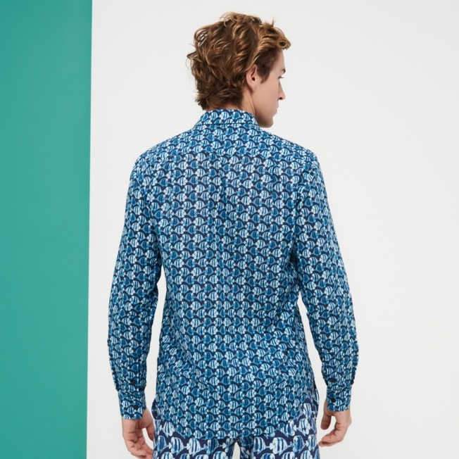 Unisex Cotton Voile Summer Shirt Batik Fishes - 4