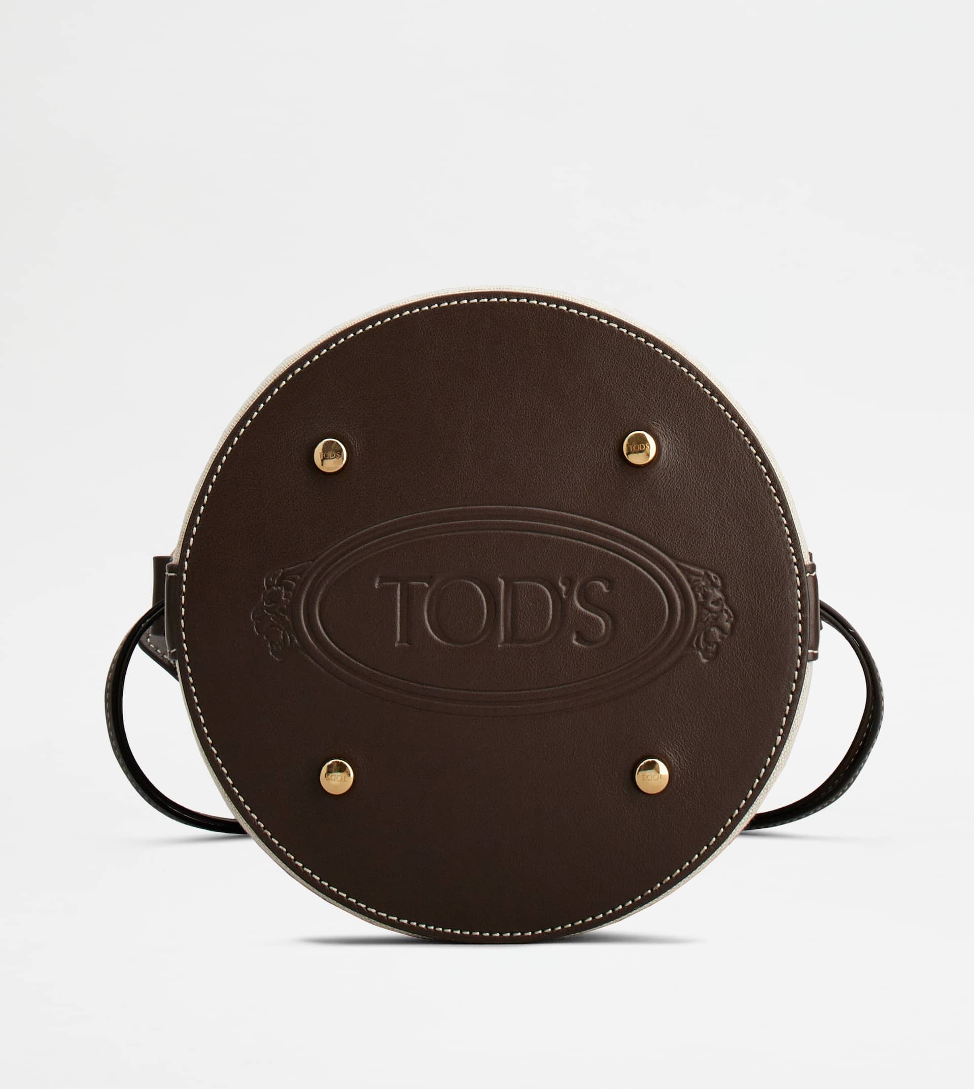 Tod's TOD'S KATE BUCKET BAG IN LEATHER AND CANVAS SMALL