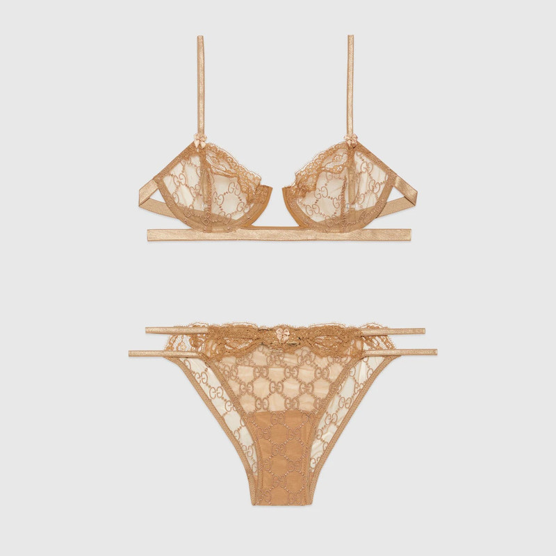 GUCCI GG embroidered tulle lingerie set outlook