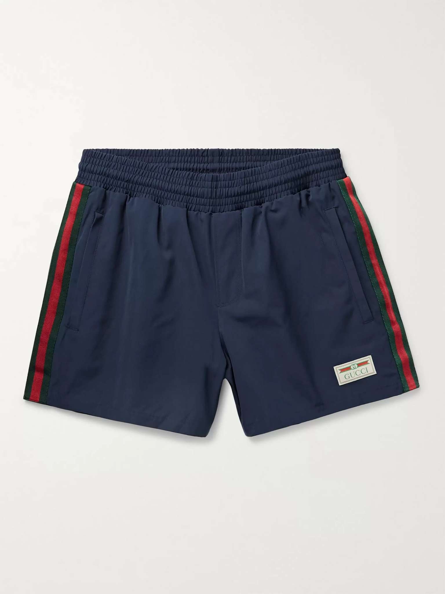 Mid-Length Webbing-Trimmed Swim Shorts - 1