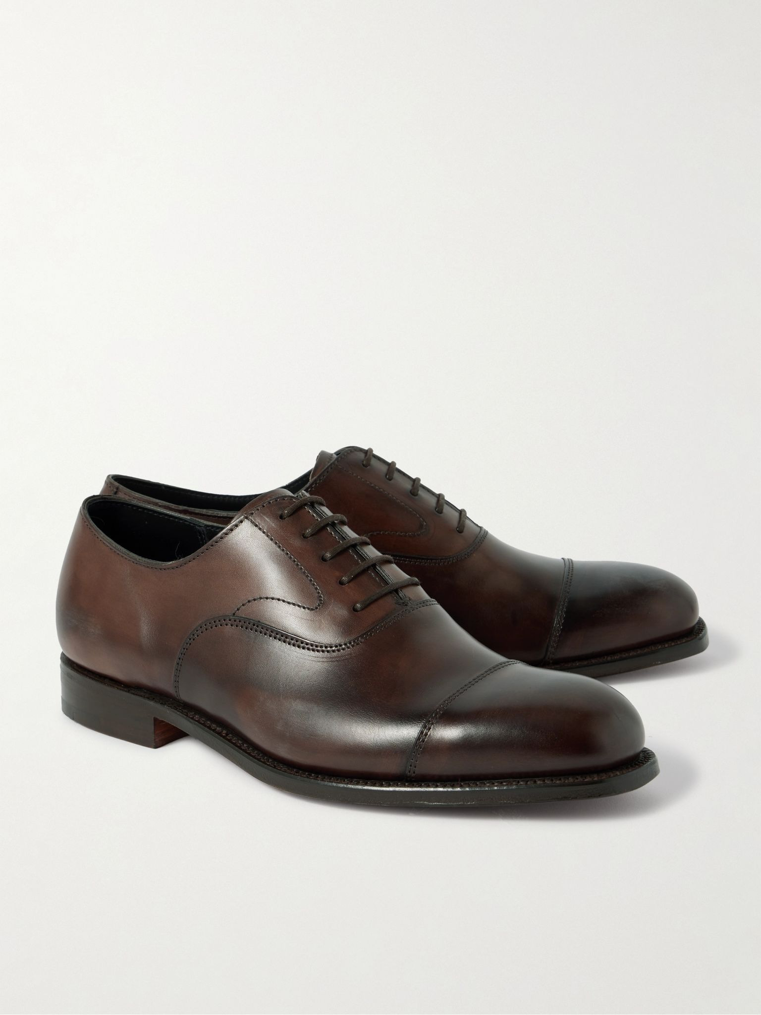 Cambridge Handpainted Leather Oxford Shoes Dark brown - 4