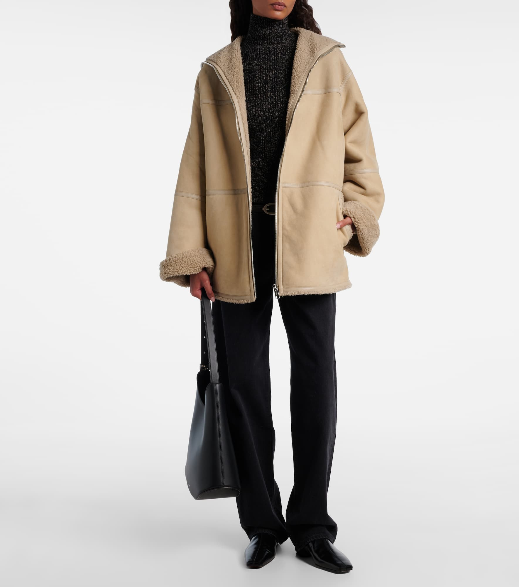 Reversible leather and shearling jacket - 2