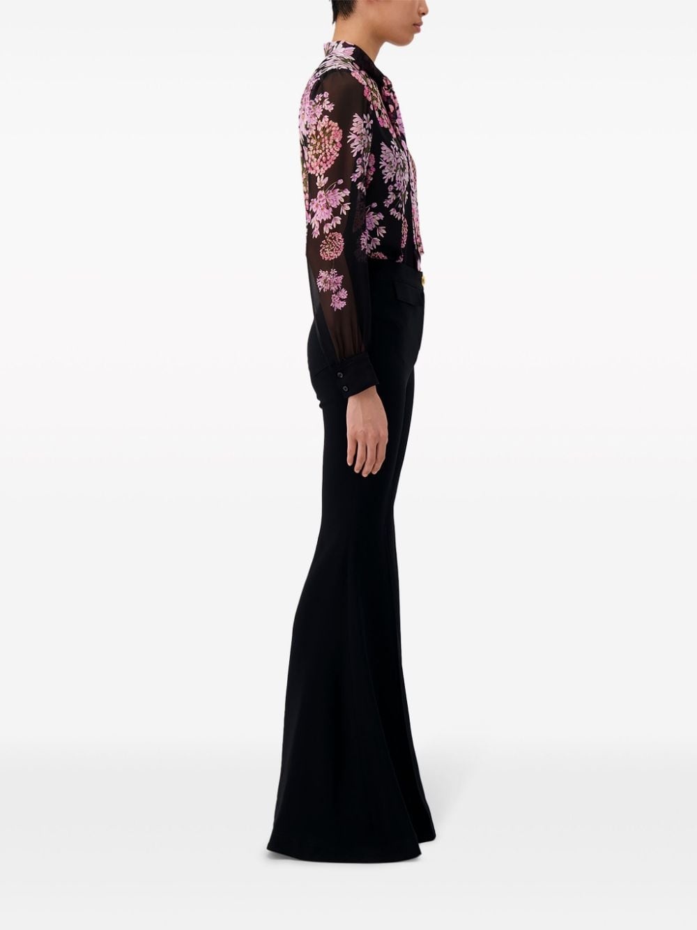 crepe-texture flared trousers - 2