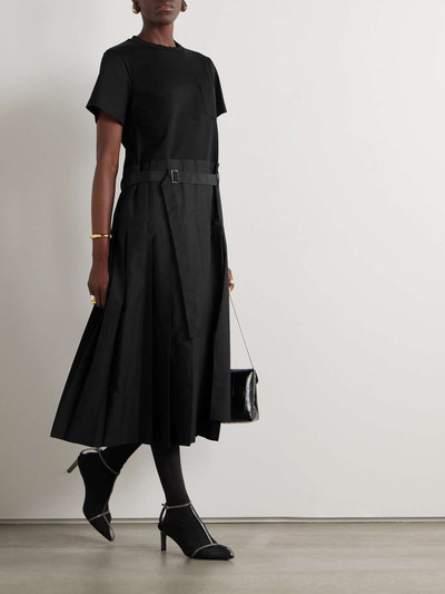 sacai Belted cotton-poplin and jersey midi dress outlook