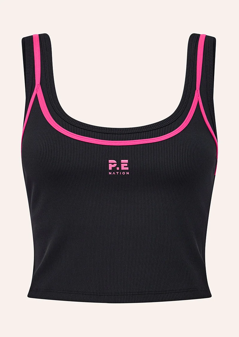 FORWARD TANK IN BLACK & COSMO PINK - 1