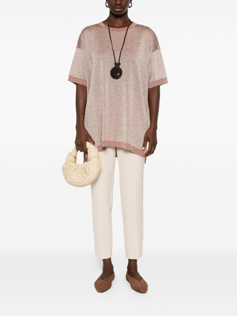 metallic-effect side-split top - 2