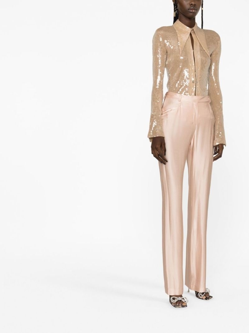 satin high-waisted trousers - 4
