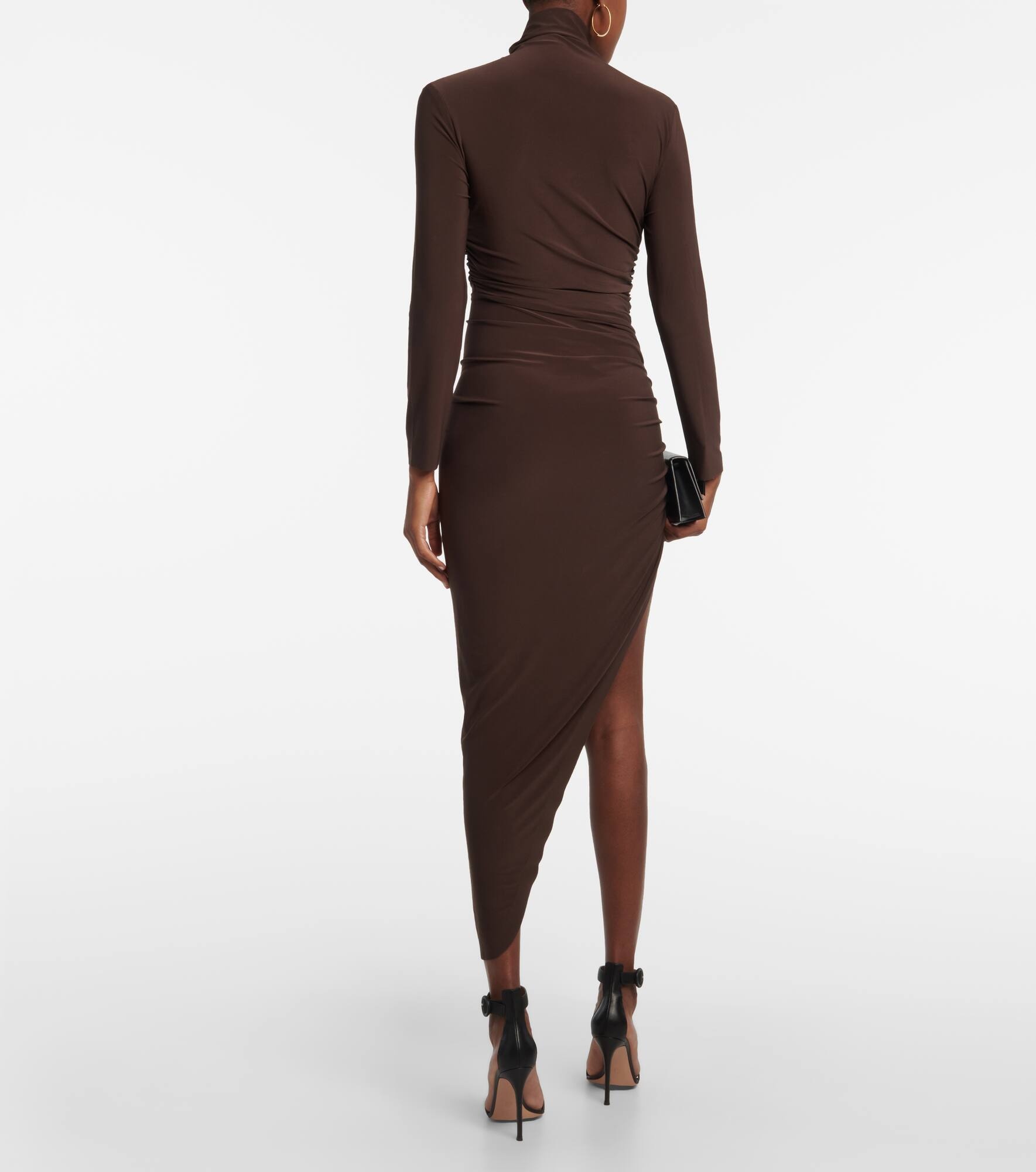 Asymmetric turtleneck midi dress - 3