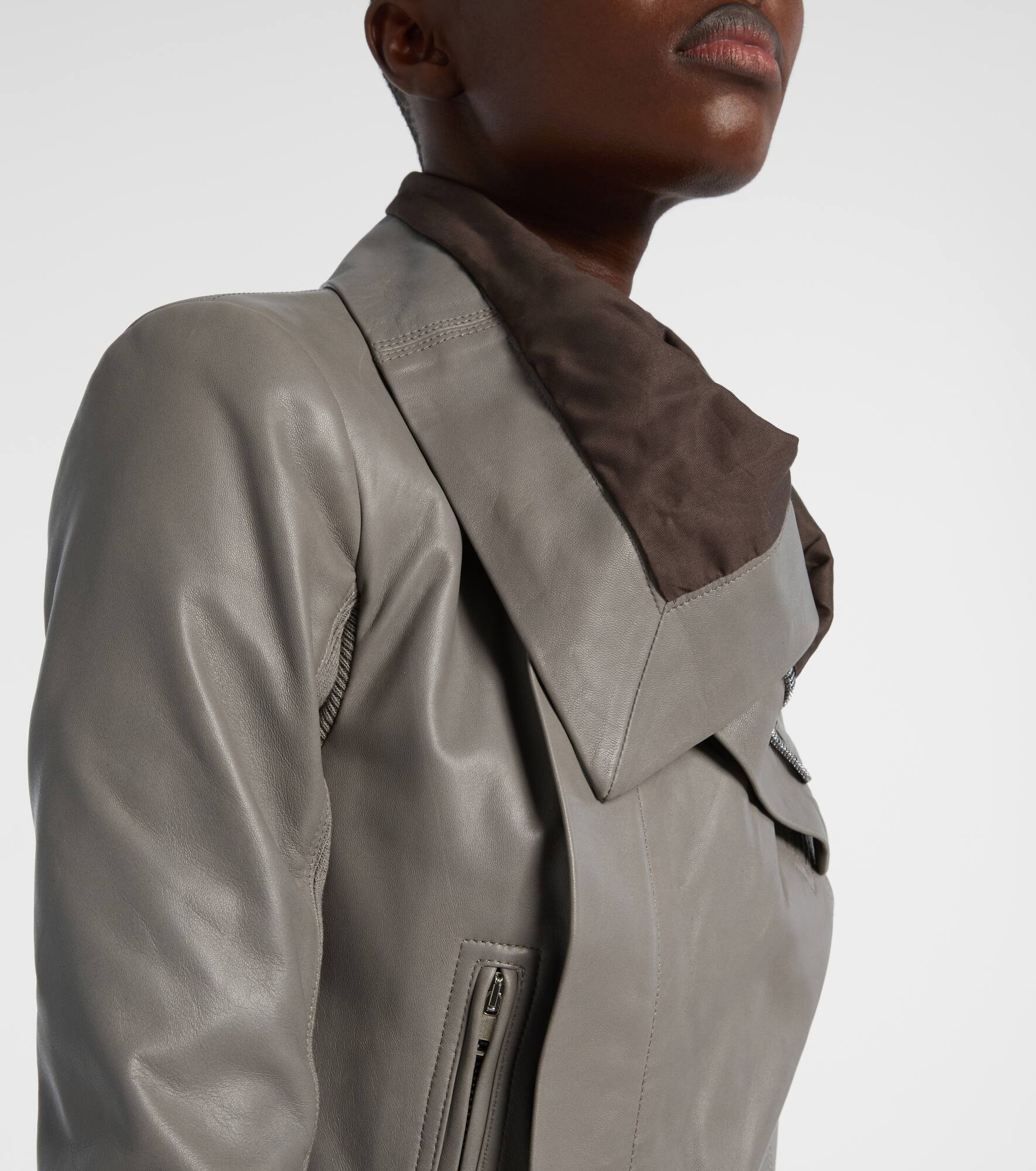 Leather biker jacket - 4