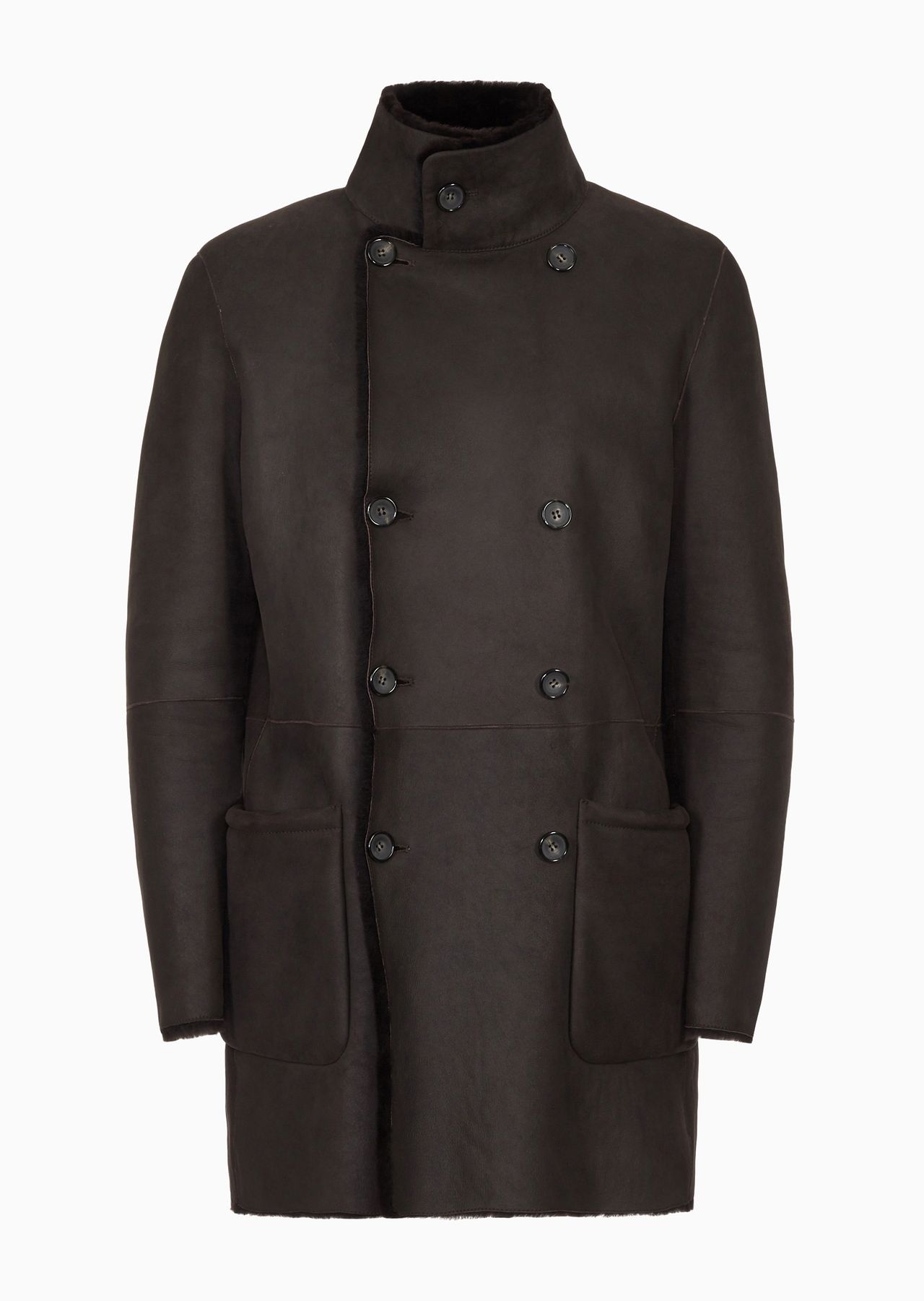 Reversible, double-breasted sheepskin pea coat - 1