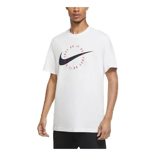 Men's Nike Logo Alphabet Printing Sports Round Neck Short Sleeve White T-Shirt DA8866-100 - 1