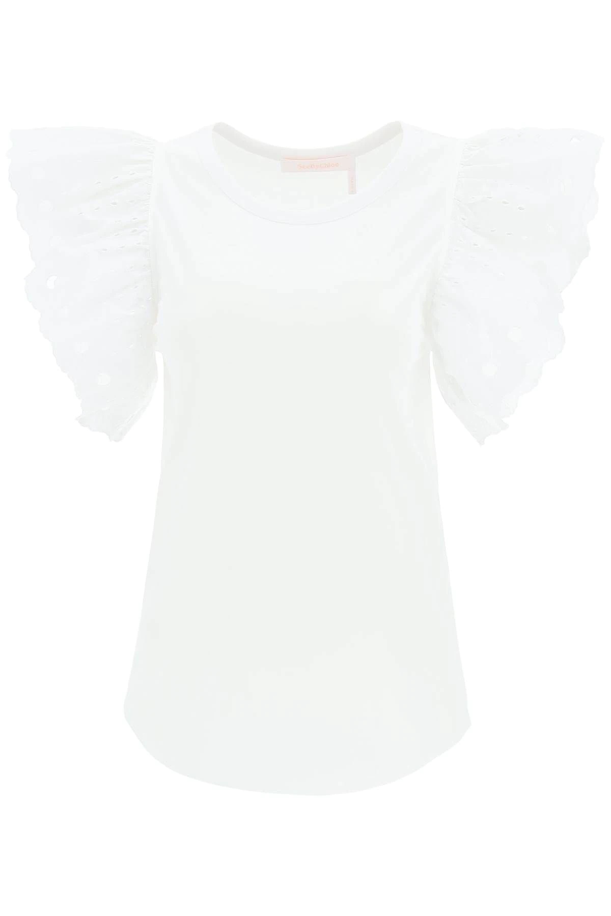 T-SHIRT WITH EMBROIDERED SLEEVES - 1