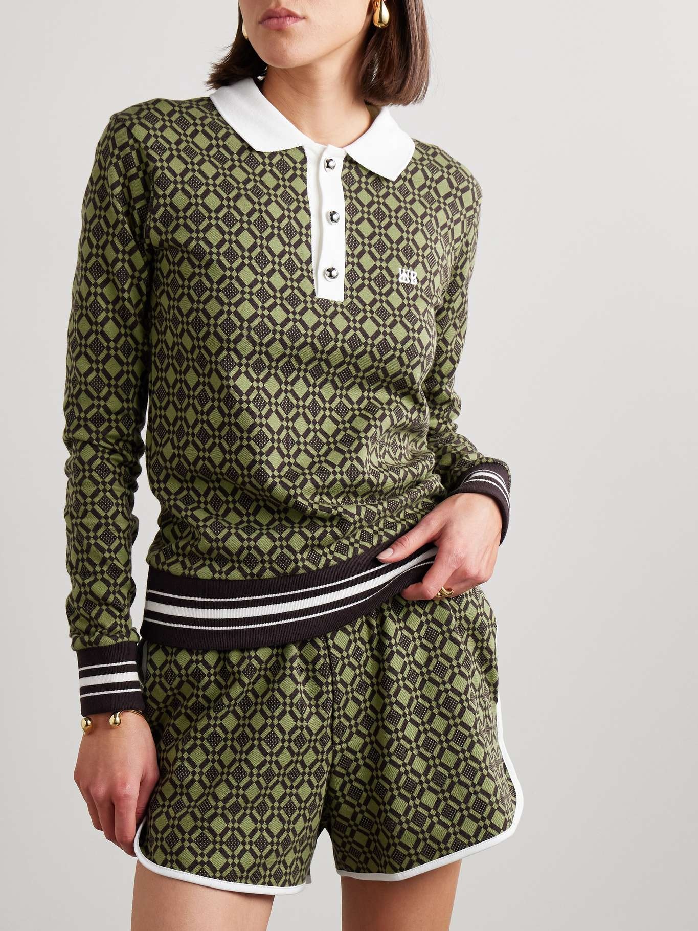 Jacquard-knit organic cotton-blend polo shirt - 3
