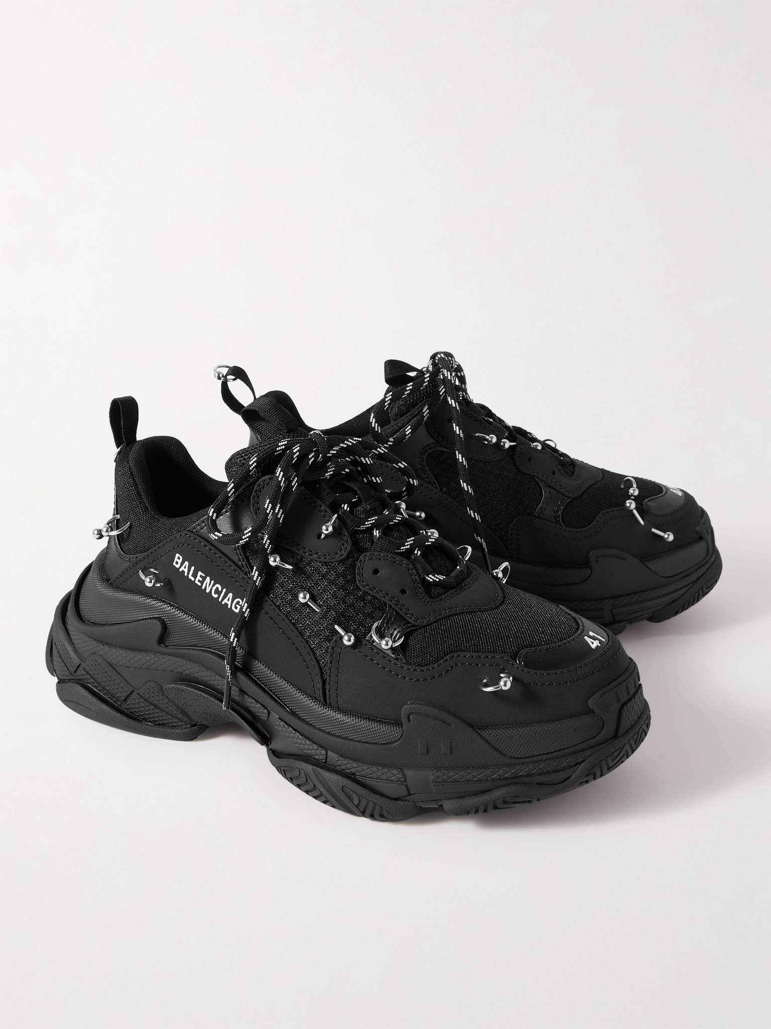 Triple S Piercing Mesh, Rubber and Leather Sneakers - 4