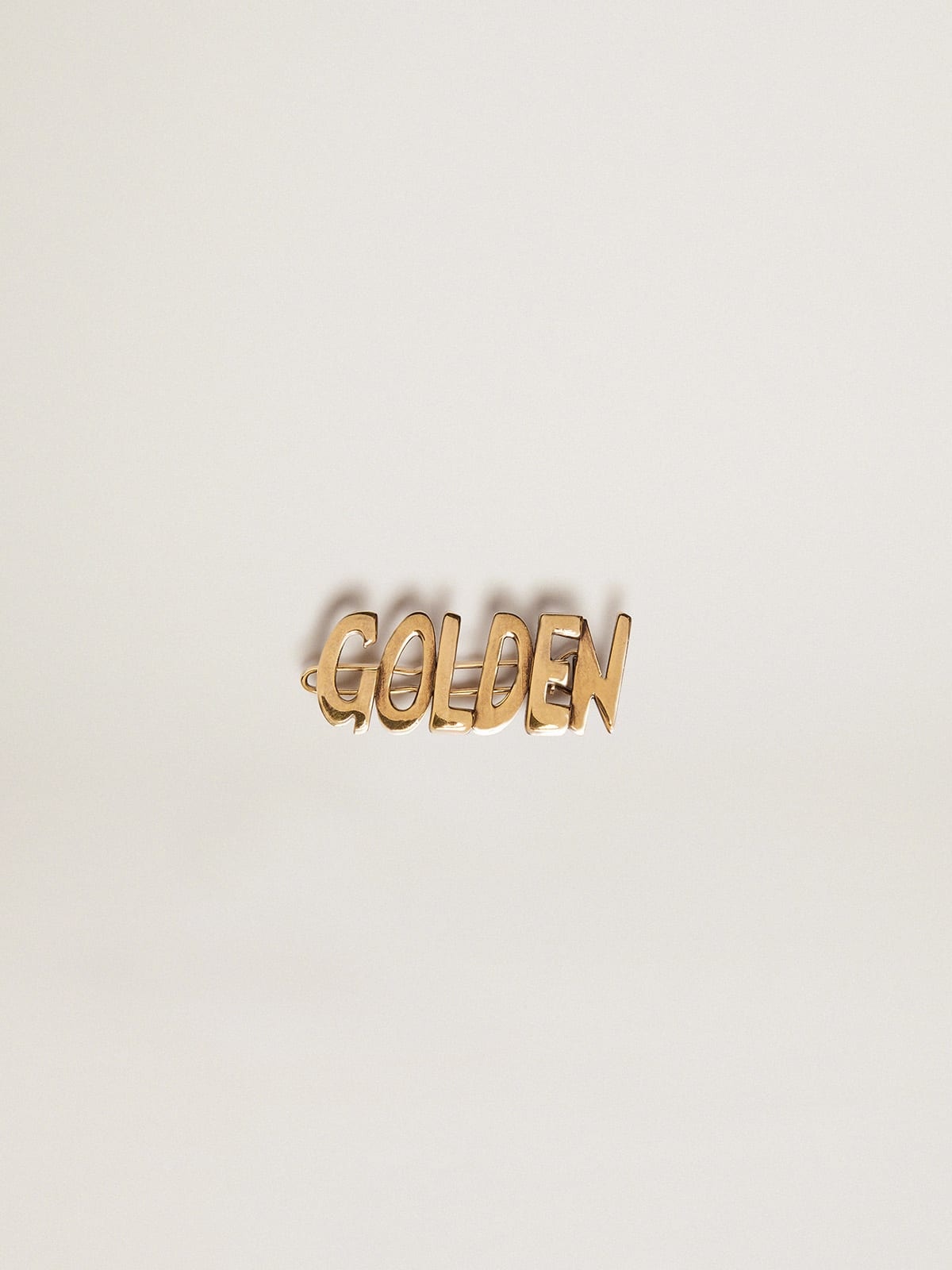 Men's lace lock with clip in old gold color with Golden lettering - 1