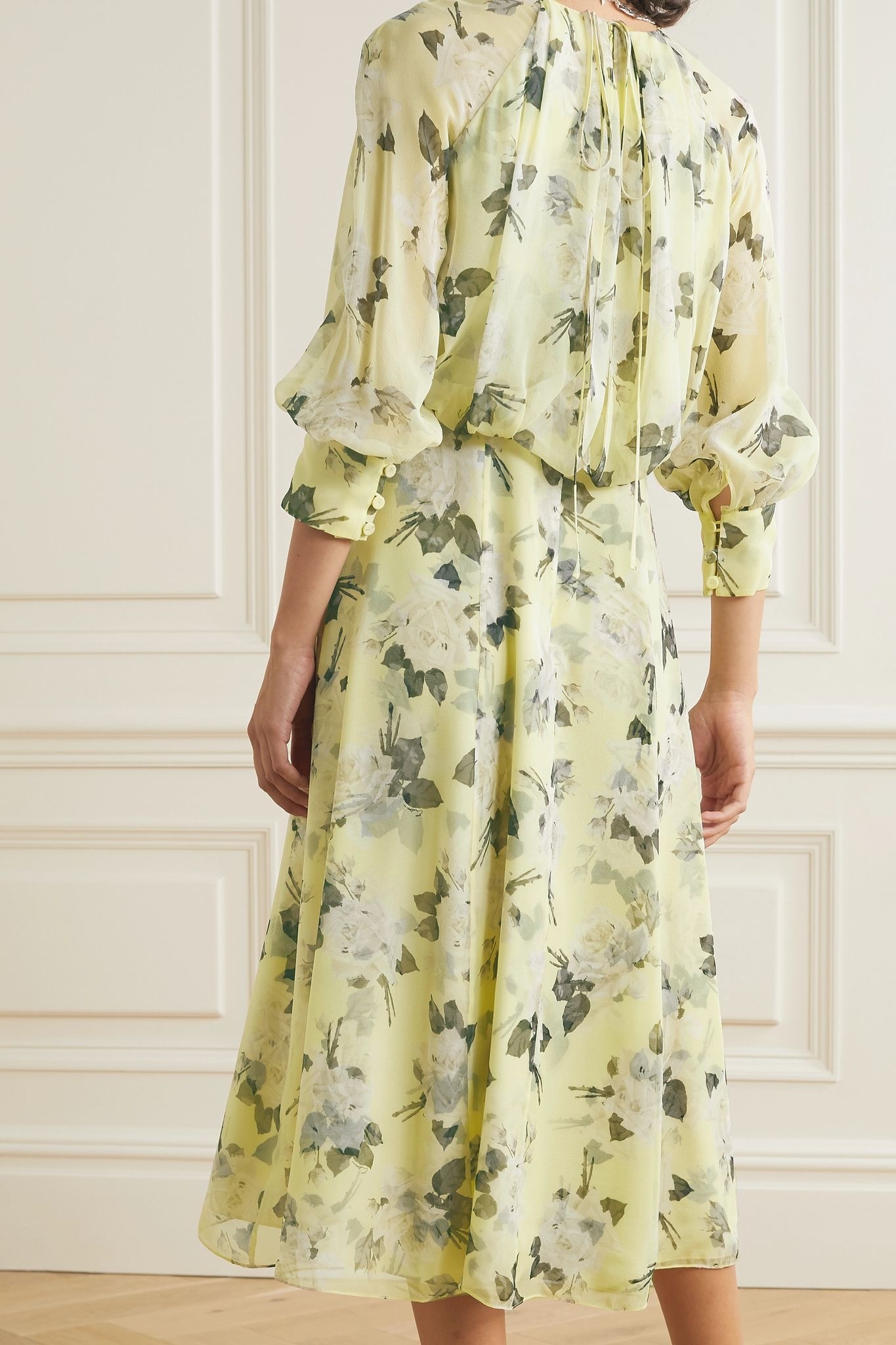 Yusra floral-print silk-voile midi dress - 3