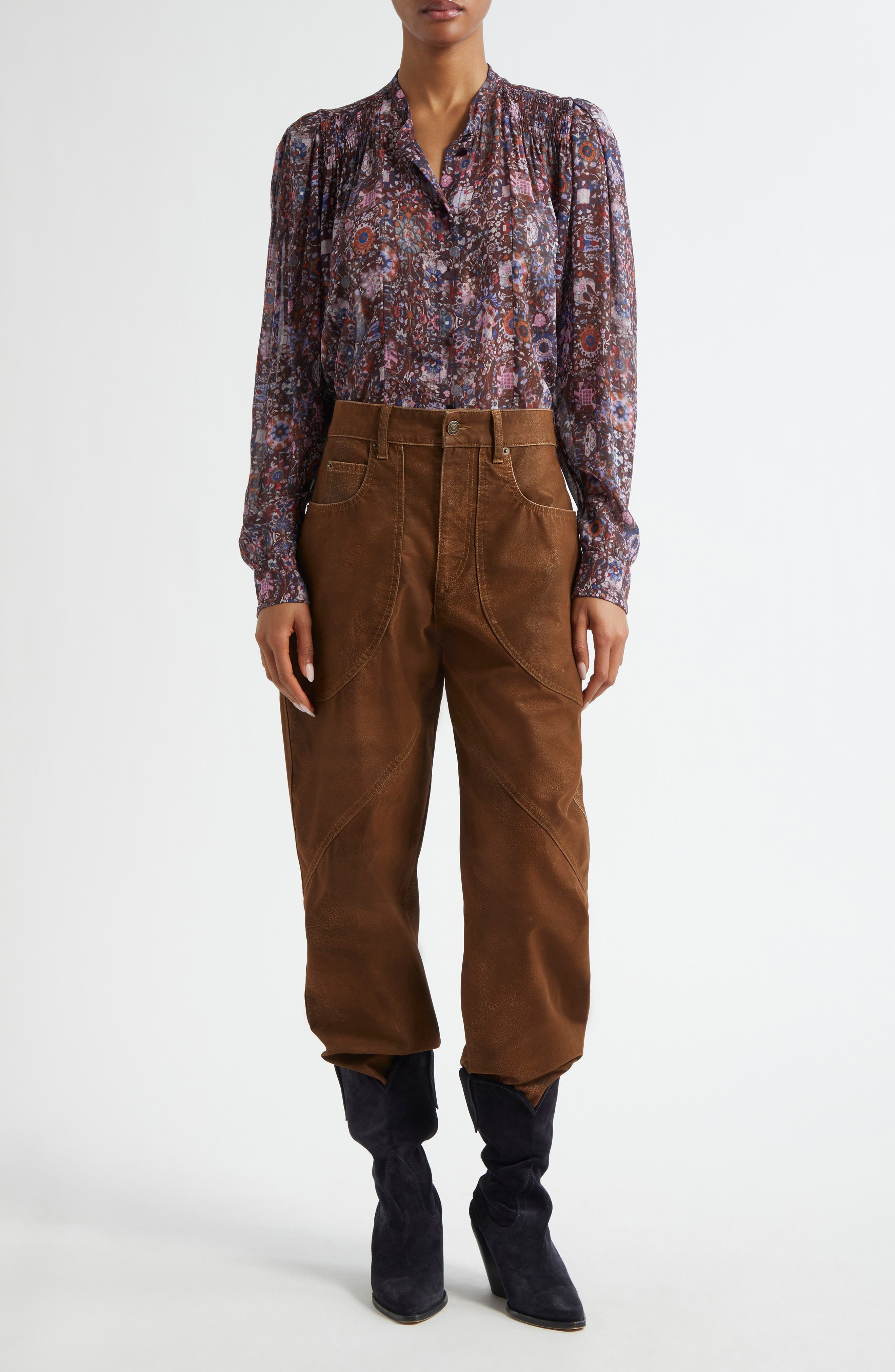 Isabel Marant Étoile Noeline Long Sleeve Button-Up Shirt in Plum at Nordstrom - 7
