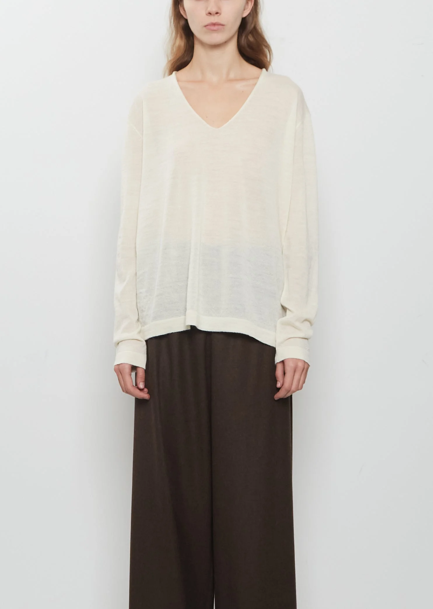 Fine Low V-Neck Sweater - 1