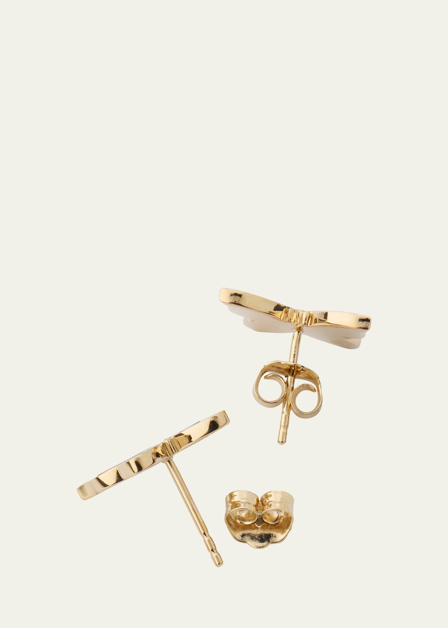 14K Yellow Gold Mosaic Butterfly Stud Earrings with Diamonds - 3