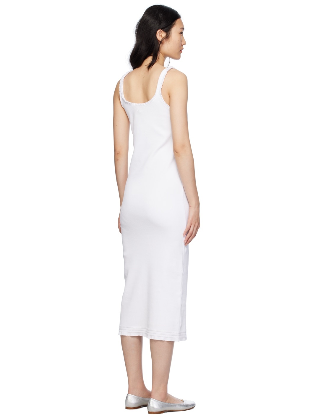 White Ruffle Midi Dress - 3