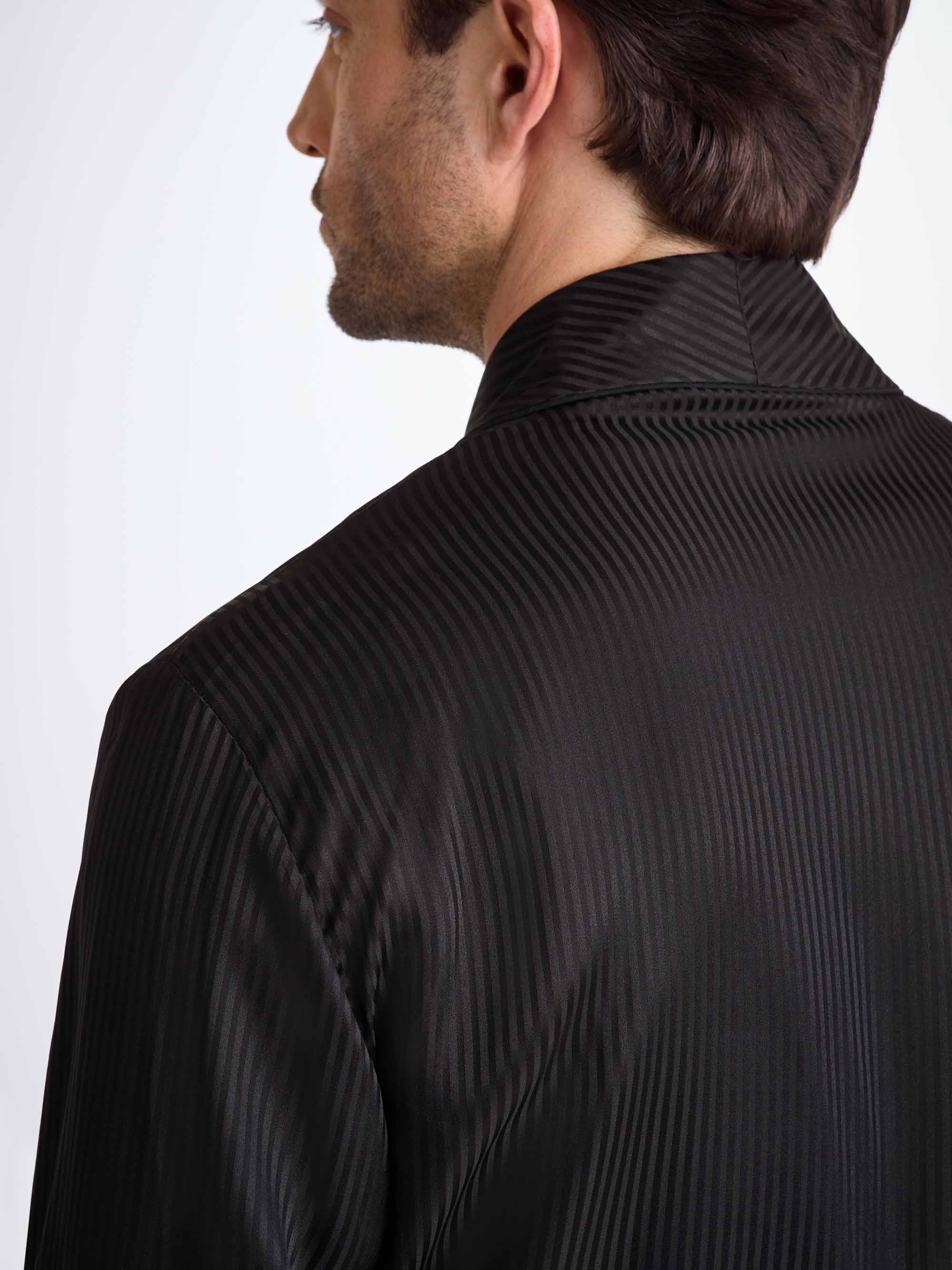 Men's Dressing Gown Woburn 8 Silk Satin Black - 7