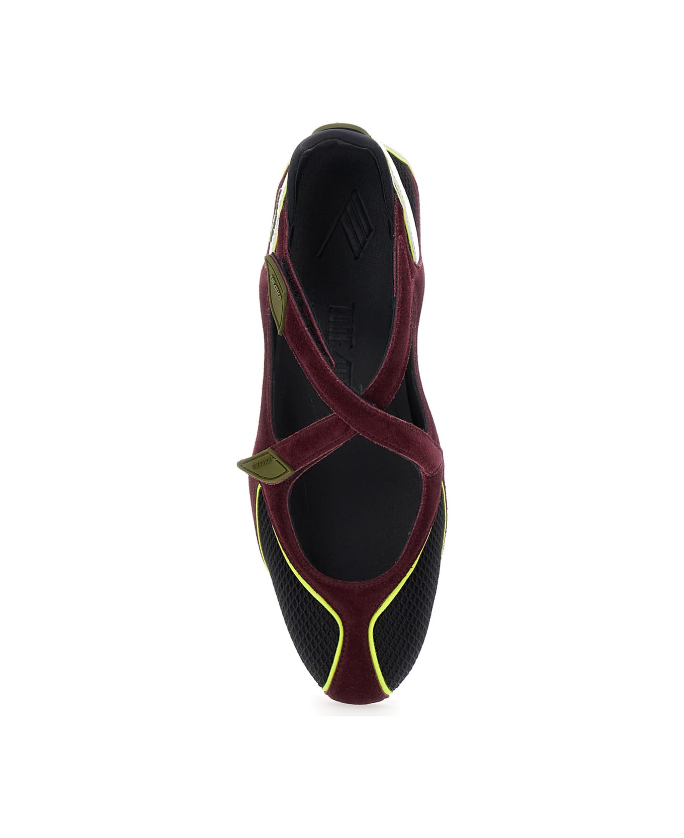 'nomad' Bordeaux Ballet Shoes With Criss-crossed Straps And Mesh Panels In Tech Fabric And Suede Wom - 4