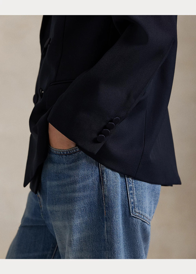 Double-Breasted Silk-Lapel Wool Blazer 6