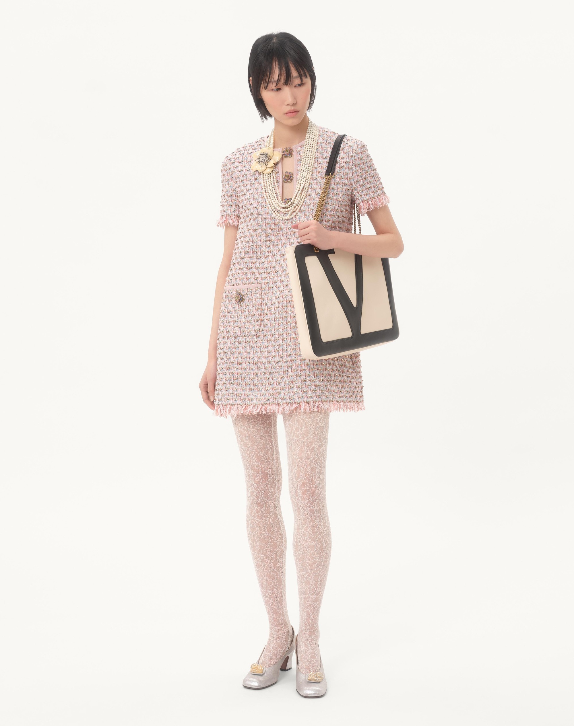 EMBROIDERED RIBBON TWEED SHORT DRESS - 2