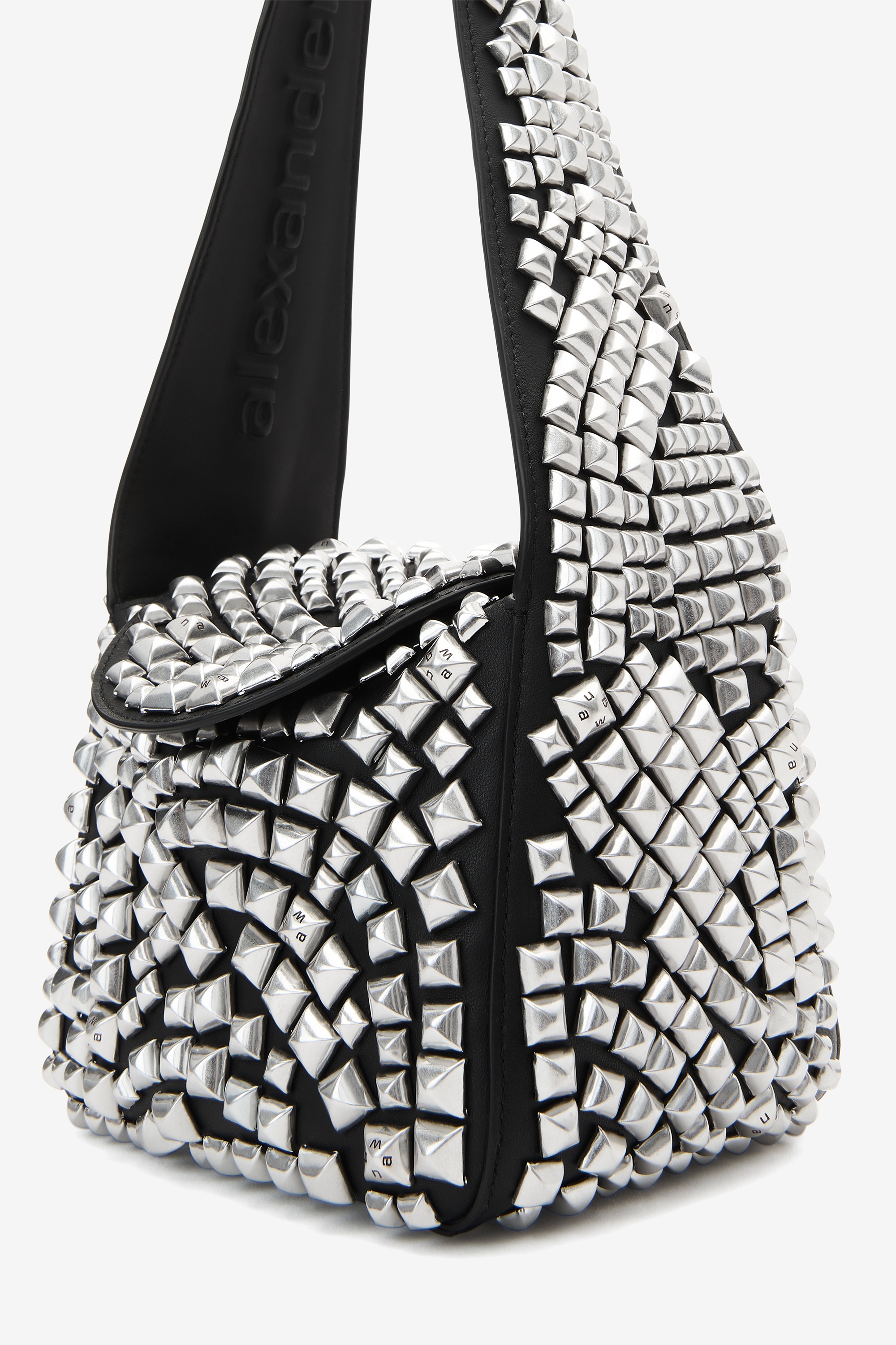 spike small hobo bag in studded leather - 2