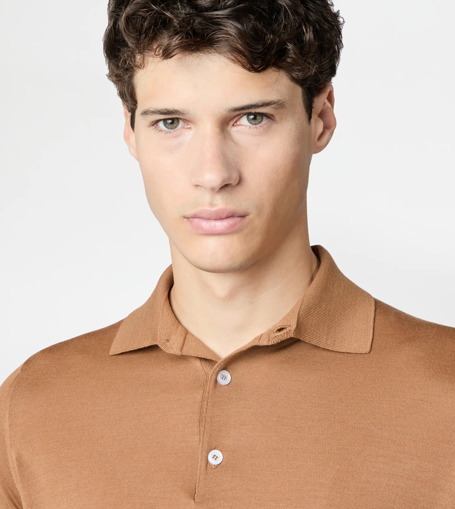 POLO SHIRT IN T15 WOOL - BROWN - 2