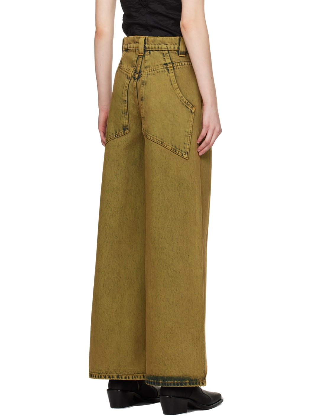 Khaki Ultra Wide Leg Jeans - 3